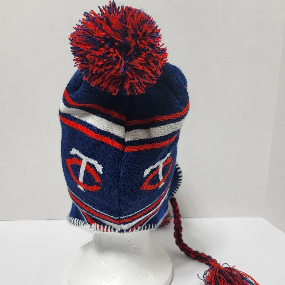 Minnesota Twins Pepsi Knit Laplander Beanie‎ Hat Navy Blue Red White Kids MLB